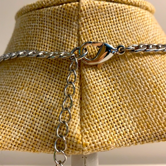 Chloe + Isabel Emerald Crystal Silver Chain Necklace w/ Adjustable Claw Closure - Picture 9 of 11